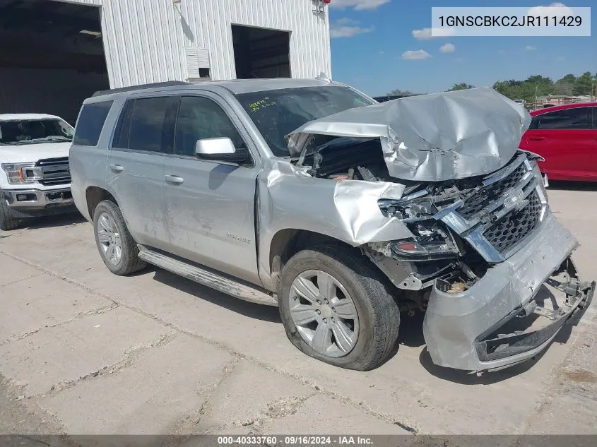 2018 Chevrolet Tahoe Lt VIN: 1GNSCBKC2JR111429 Lot: 40333760