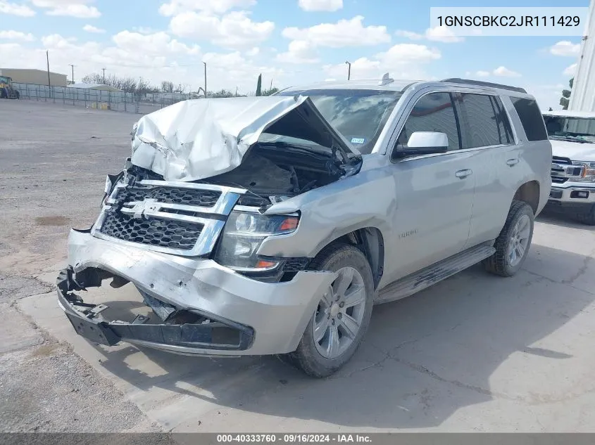 1GNSCBKC2JR111429 2018 Chevrolet Tahoe Lt