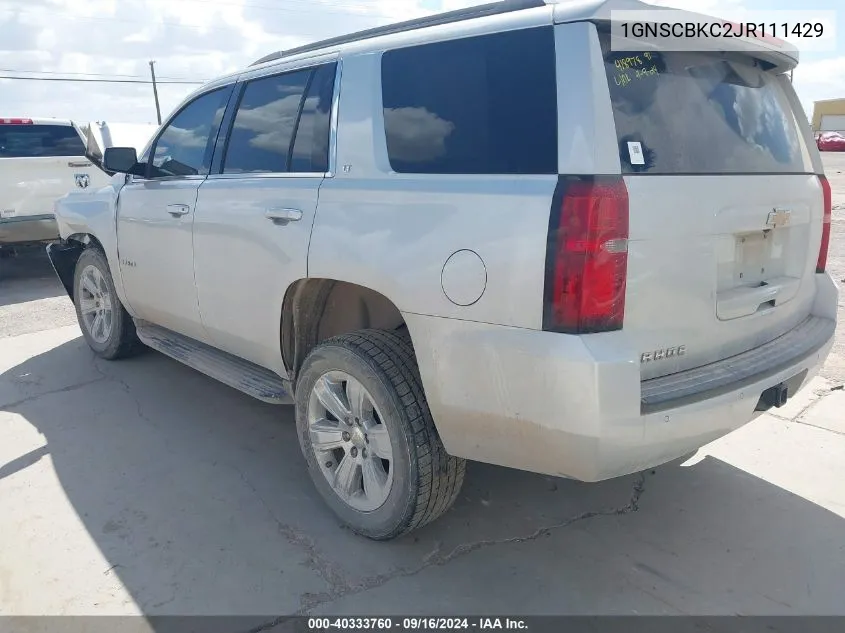 1GNSCBKC2JR111429 2018 Chevrolet Tahoe Lt