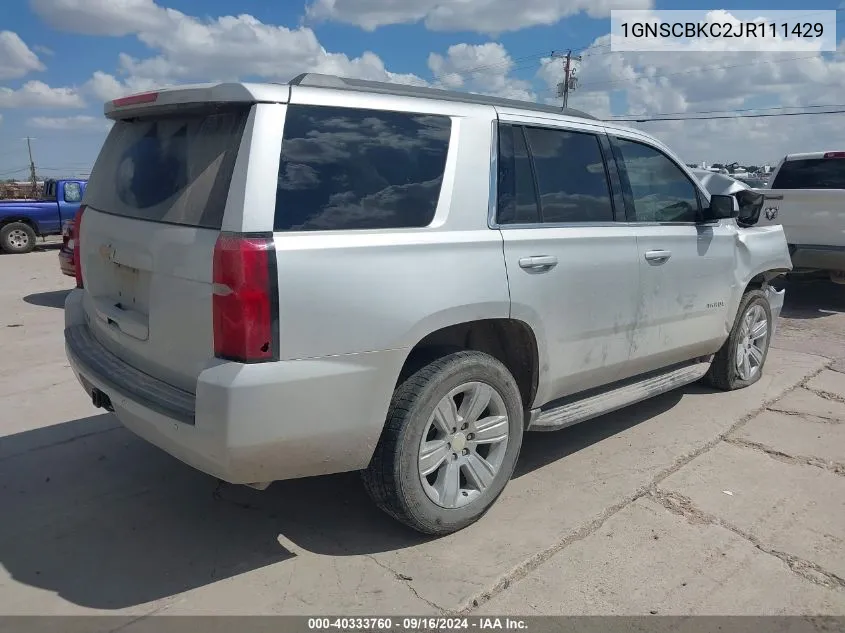 1GNSCBKC2JR111429 2018 Chevrolet Tahoe Lt