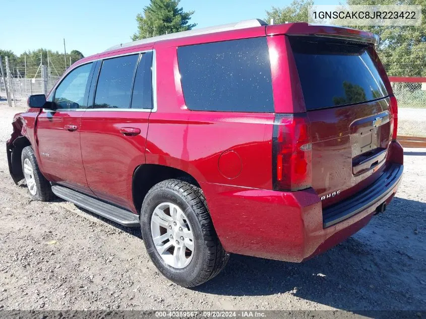 2018 Chevrolet Tahoe Ls VIN: 1GNSCAKC8JR223422 Lot: 40389567