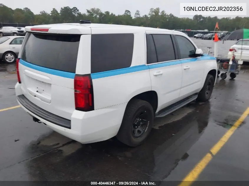 1GNLCDEC2JR202356 2018 Chevrolet Tahoe Police