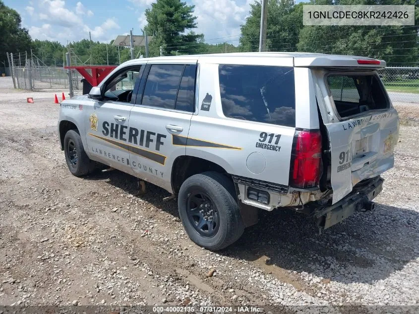 2019 Chevrolet Tahoe Police VIN: 1GNLCDEC8KR242426 Lot: 40002135