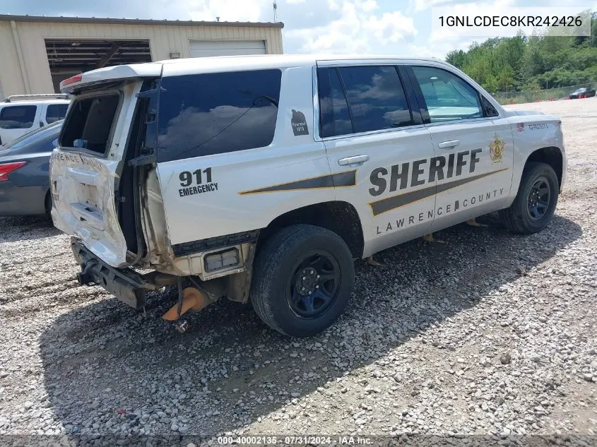 2019 Chevrolet Tahoe Police VIN: 1GNLCDEC8KR242426 Lot: 40002135