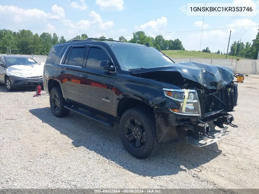 2019 Chevrolet Tahoe Lt VIN: 1GNSKBKC1KR353746 Lot: 40032664