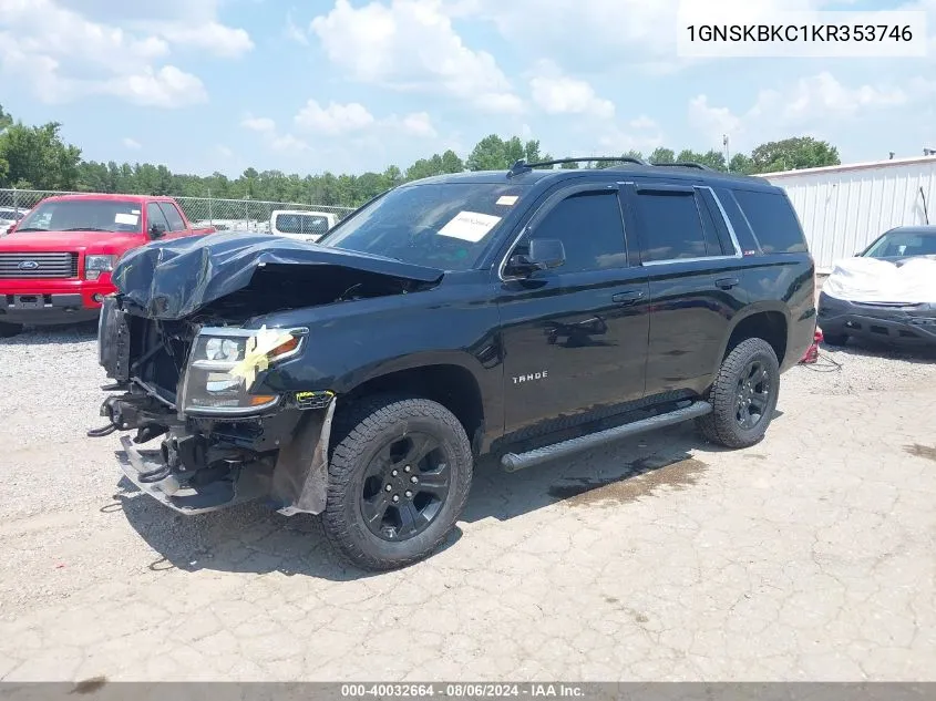 2019 Chevrolet Tahoe Lt VIN: 1GNSKBKC1KR353746 Lot: 40032664