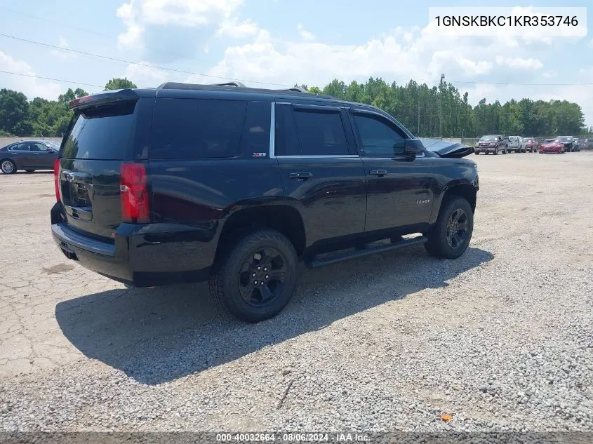 2019 Chevrolet Tahoe Lt VIN: 1GNSKBKC1KR353746 Lot: 40032664