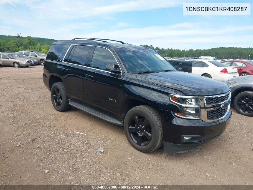 2019 Chevrolet Tahoe Lt VIN: 1GNSCBKC1KR408287 Lot: 40087306