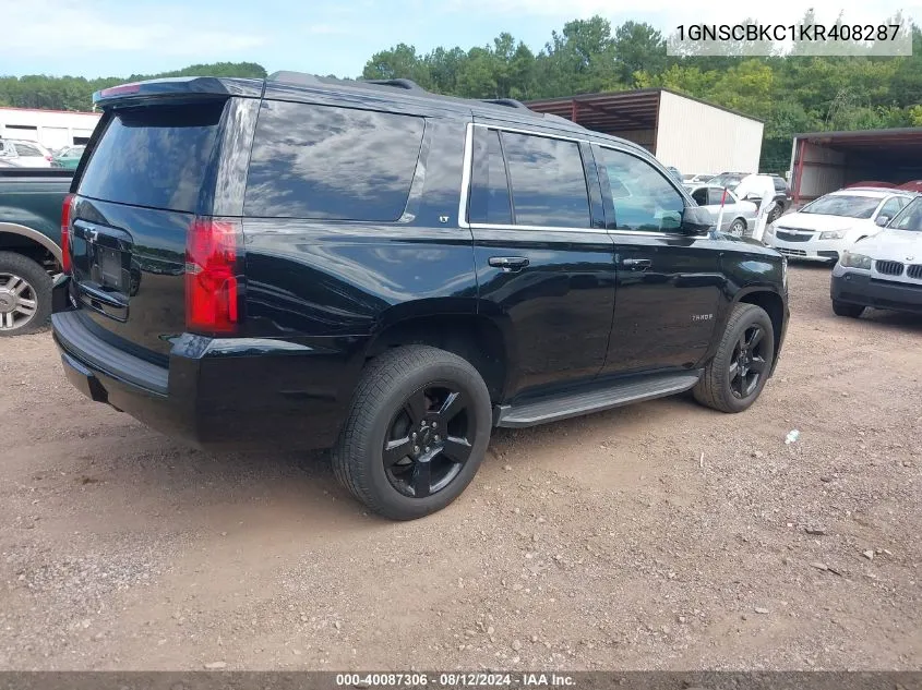 2019 Chevrolet Tahoe Lt VIN: 1GNSCBKC1KR408287 Lot: 40087306