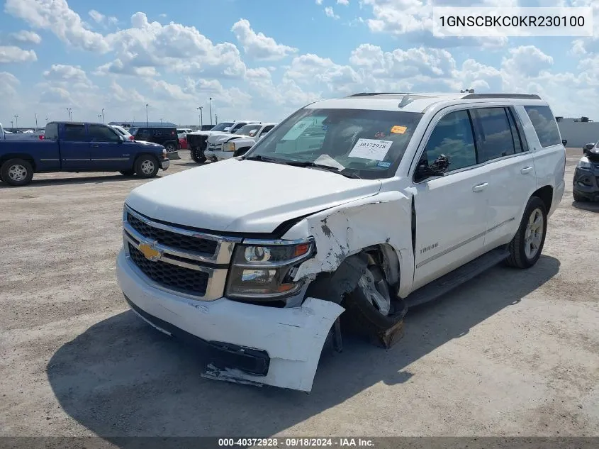 1GNSCBKC0KR230100 2019 Chevrolet Tahoe C1500 Lt