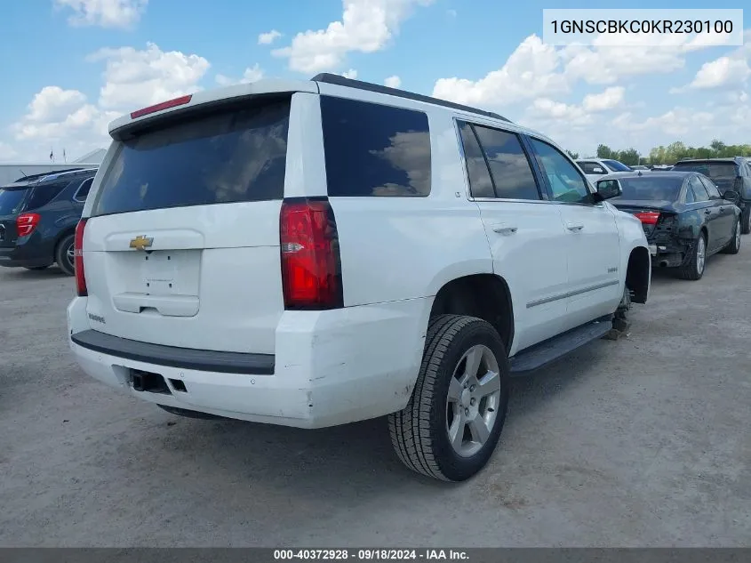 1GNSCBKC0KR230100 2019 Chevrolet Tahoe C1500 Lt