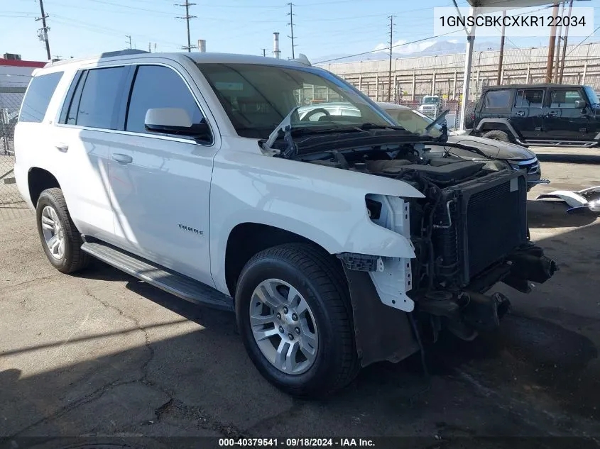 1GNSCBKCXKR122034 2019 Chevrolet Tahoe Lt