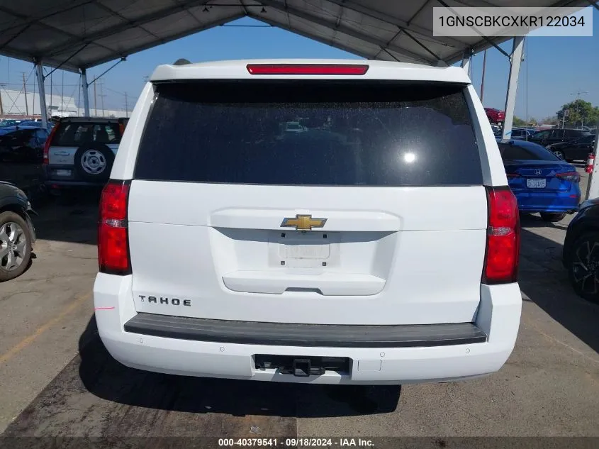 1GNSCBKCXKR122034 2019 Chevrolet Tahoe Lt