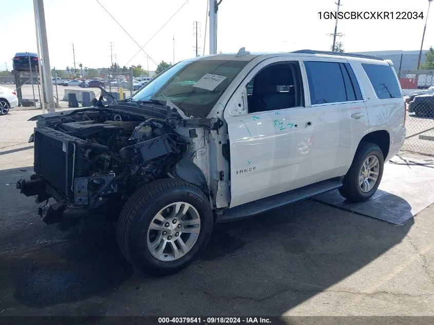 2019 Chevrolet Tahoe Lt VIN: 1GNSCBKCXKR122034 Lot: 40379541