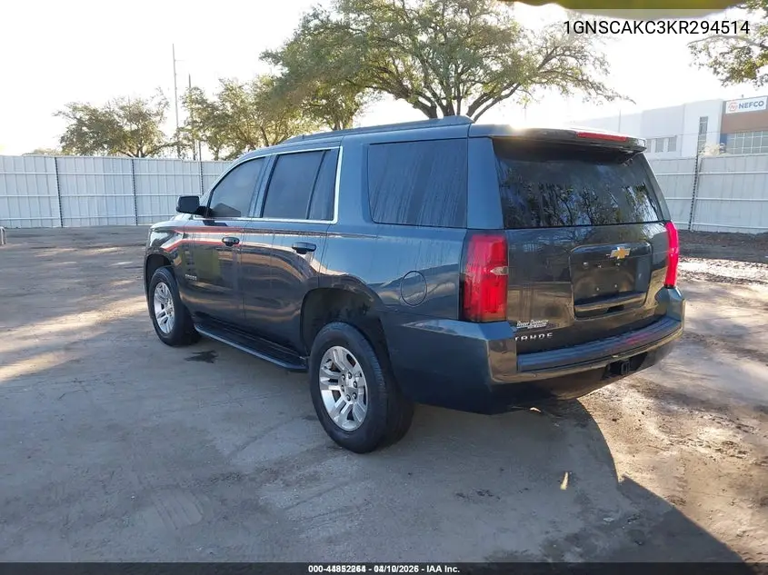 1GNSCAKC3KR294514 2019 Chevrolet Tahoe Ls