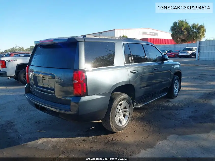 1GNSCAKC3KR294514 2019 Chevrolet Tahoe Ls