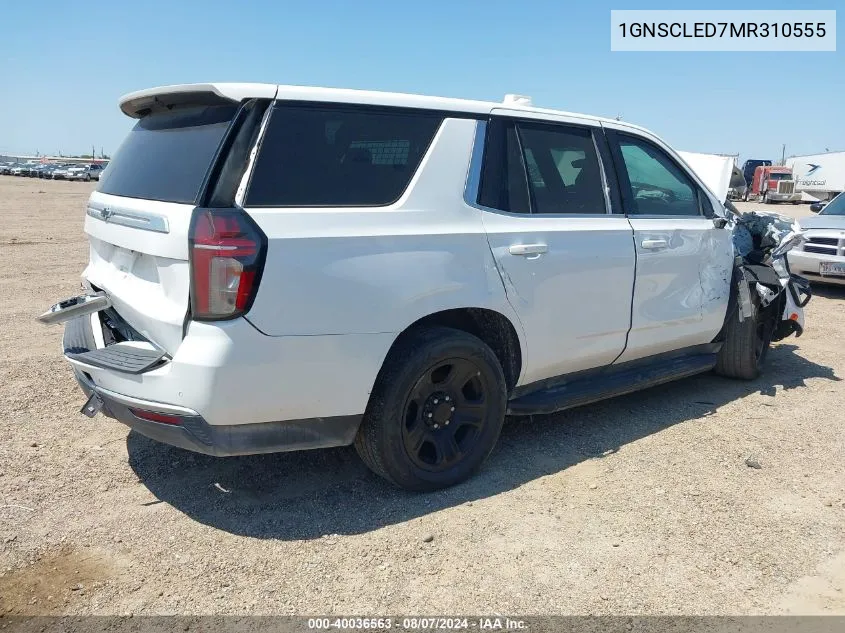 2021 Chevrolet Tahoe 2Wd Commercial Fleet VIN: 1GNSCLED7MR310555 Lot: 40036563