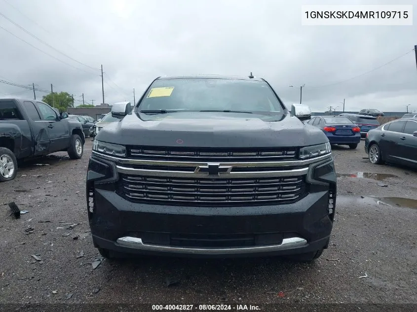 2021 Chevrolet Tahoe 4Wd Premier VIN: 1GNSKSKD4MR109715 Lot: 40042827