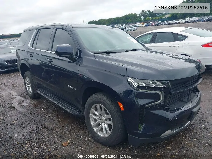 2021 Chevrolet Tahoe 4Wd Lt VIN: 1GNSKNKD0MR252615 Lot: 40050905