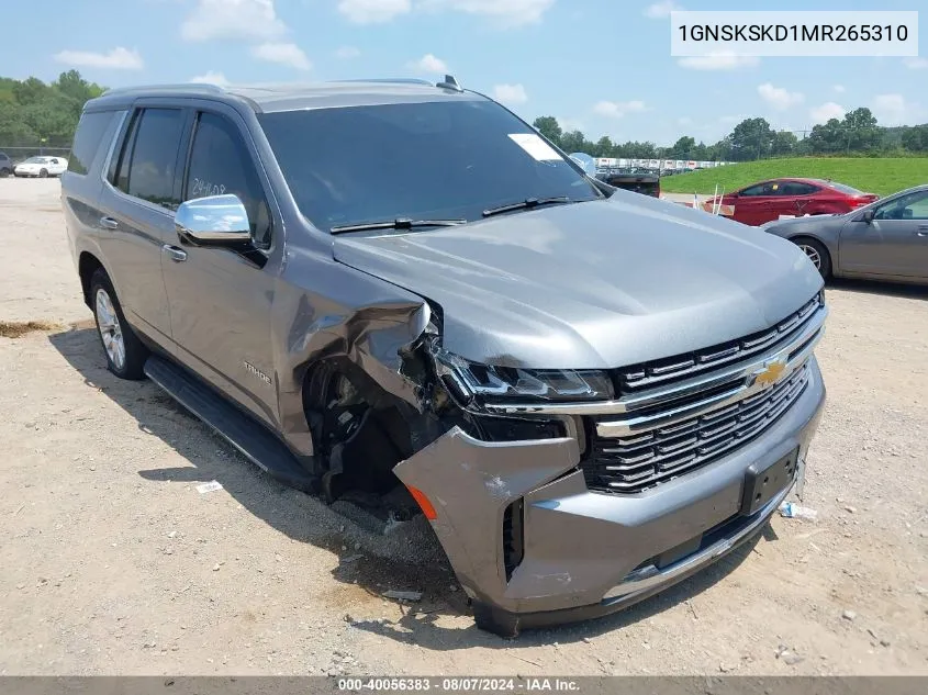 2021 Chevrolet Tahoe 4Wd Premier VIN: 1GNSKSKD1MR265310 Lot: 40056383