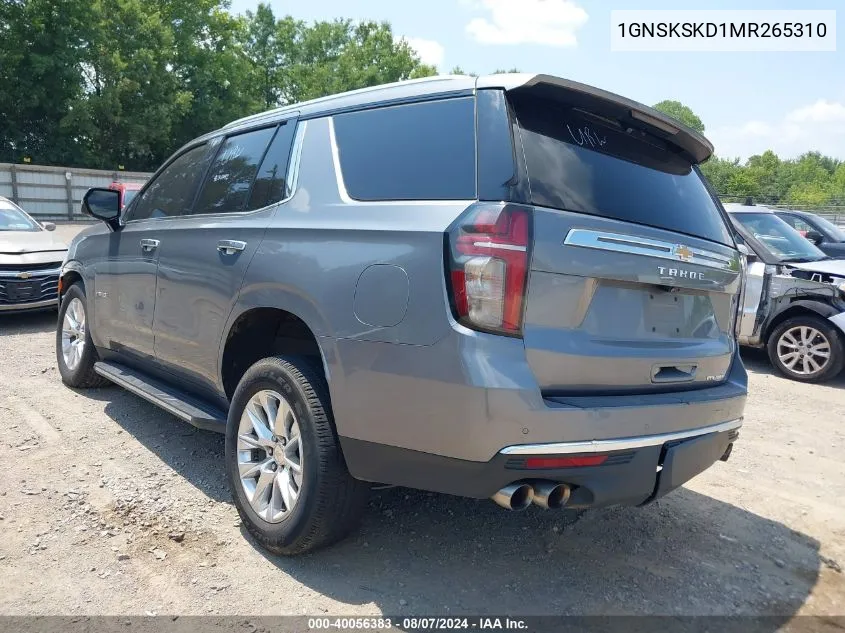 2021 Chevrolet Tahoe 4Wd Premier VIN: 1GNSKSKD1MR265310 Lot: 40056383