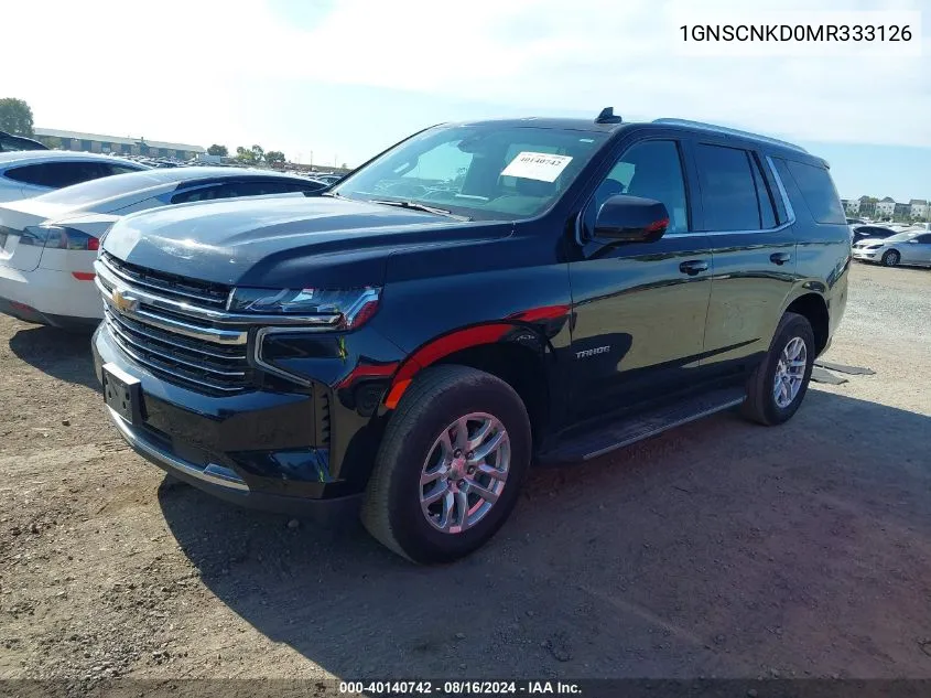 2021 Chevrolet Tahoe 2Wd Lt VIN: 1GNSCNKD0MR333126 Lot: 40140742