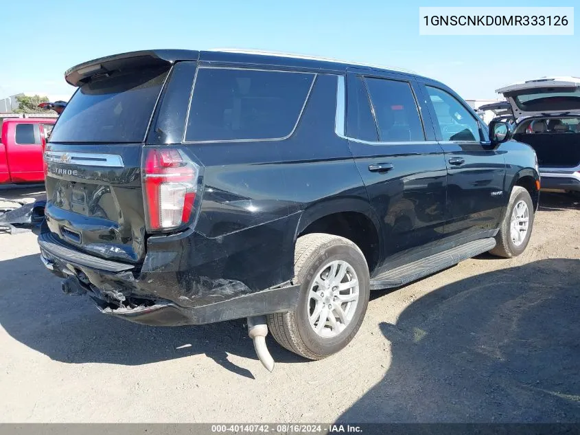 2021 Chevrolet Tahoe 2Wd Lt VIN: 1GNSCNKD0MR333126 Lot: 40140742