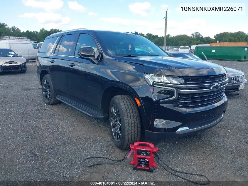 2021 Chevrolet Tahoe 4Wd Lt VIN: 1GNSKNKDXMR226071 Lot: 40184381