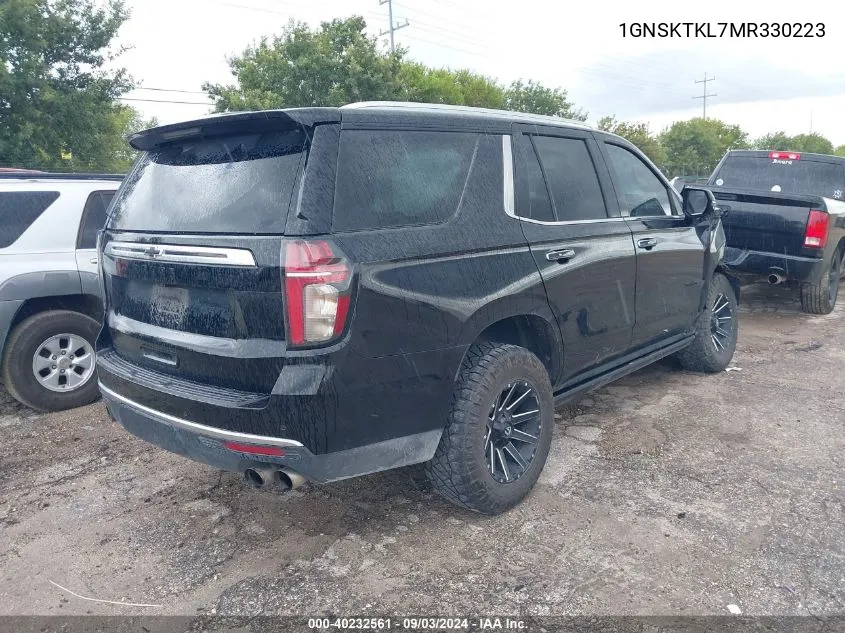 2021 Chevrolet Tahoe 4Wd High Country VIN: 1GNSKTKL7MR330223 Lot: 40232561