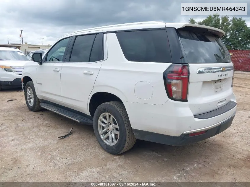 2021 Chevrolet Tahoe 2Wd Ls VIN: 1GNSCMED8MR464343 Lot: 40351697