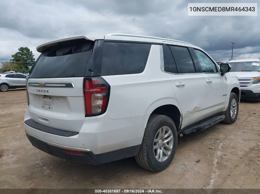 2021 Chevrolet Tahoe 2Wd Ls VIN: 1GNSCMED8MR464343 Lot: 40351697