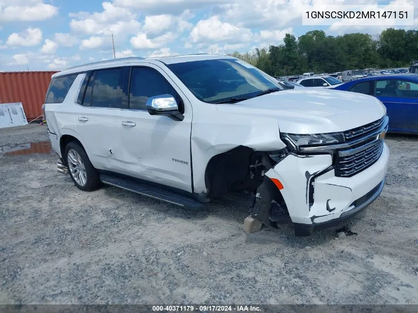 2021 Chevrolet Tahoe 2Wd Premier VIN: 1GNSCSKD2MR147151 Lot: 40371179