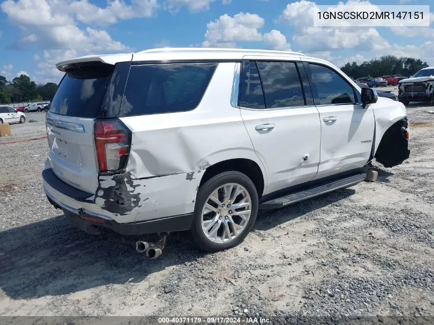 2021 Chevrolet Tahoe 2Wd Premier VIN: 1GNSCSKD2MR147151 Lot: 40371179