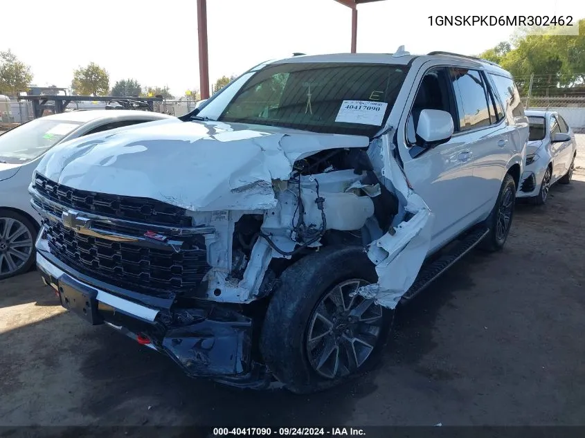 2021 Chevrolet Tahoe K1500 Z71 VIN: 1GNSKPKD6MR302462 Lot: 40417090