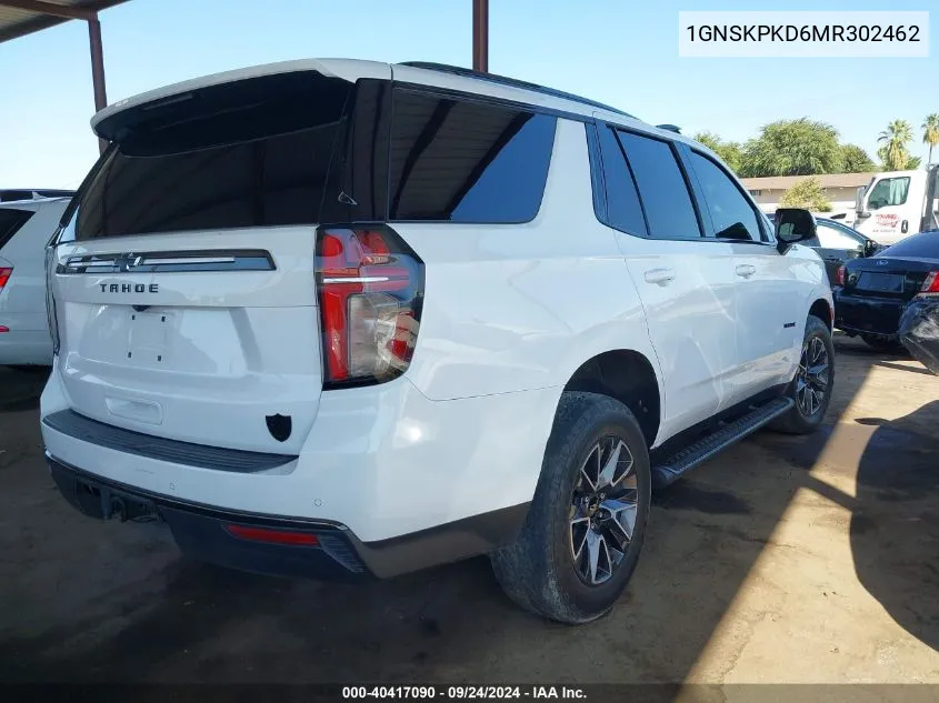 2021 Chevrolet Tahoe K1500 Z71 VIN: 1GNSKPKD6MR302462 Lot: 40417090