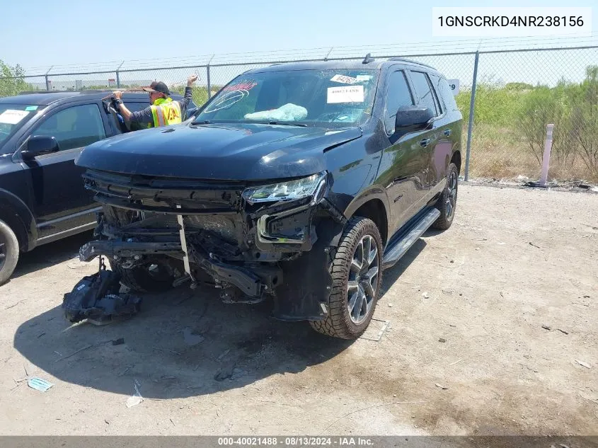 2022 Chevrolet Tahoe 2Wd Rst VIN: 1GNSCRKD4NR238156 Lot: 40021488