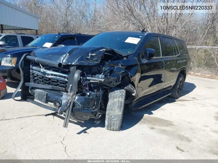 2022 Chevrolet Tahoe 2Wd Commercial Fleet VIN: 1GNSCLED5NR220337 Lot: 44398376