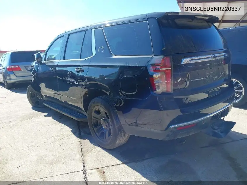 2022 Chevrolet Tahoe 2Wd Commercial Fleet VIN: 1GNSCLED5NR220337 Lot: 44398376