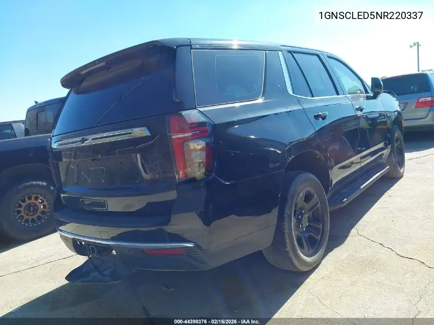 2022 Chevrolet Tahoe 2Wd Commercial Fleet VIN: 1GNSCLED5NR220337 Lot: 44398376