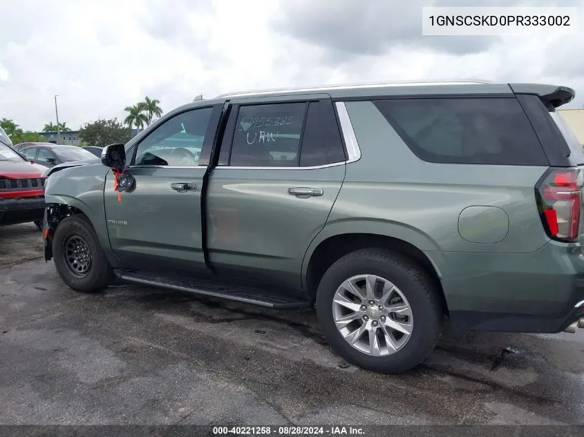 2023 Chevrolet Tahoe 2Wd Premier VIN: 1GNSCSKD0PR333002 Lot: 40221258