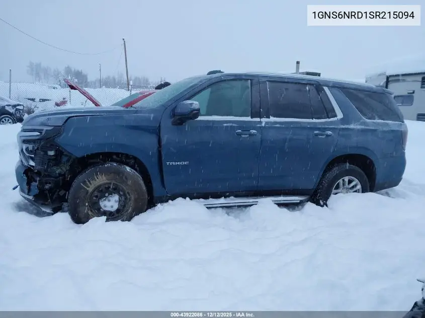 1GNS6NRD1SR215094 2025 Chevrolet Tahoe 4Wd Lt