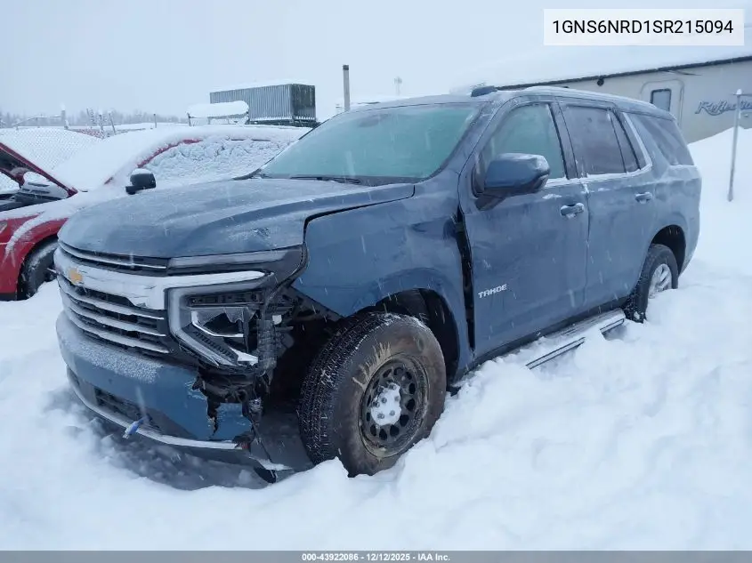 1GNS6NRD1SR215094 2025 Chevrolet Tahoe 4Wd Lt