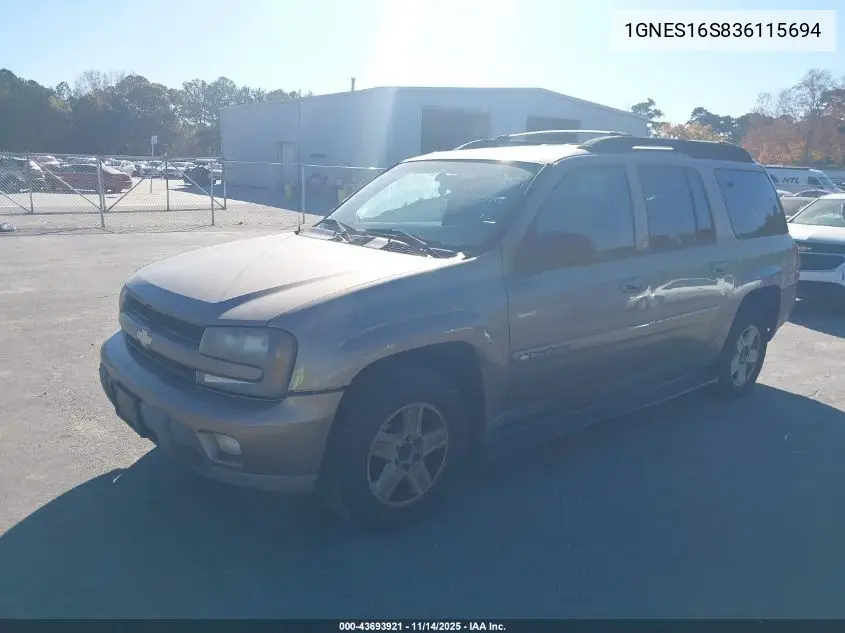 1GNES16S836115694 2003 Chevrolet Trailblazer Ext Lt
