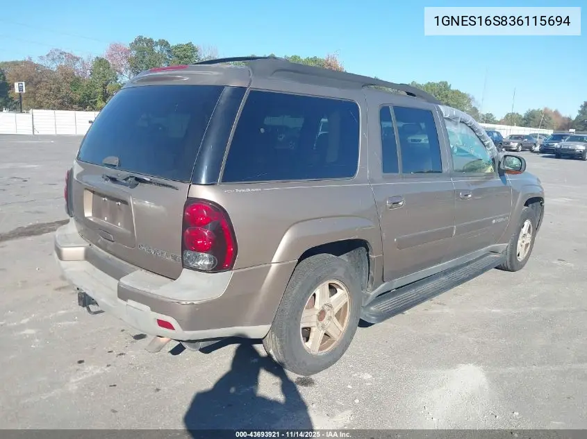 1GNES16S836115694 2003 Chevrolet Trailblazer Ext Lt