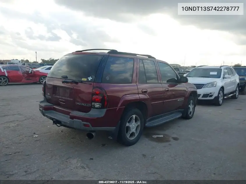 1GNDT13S742278777 2004 Chevrolet Trailblazer Lt