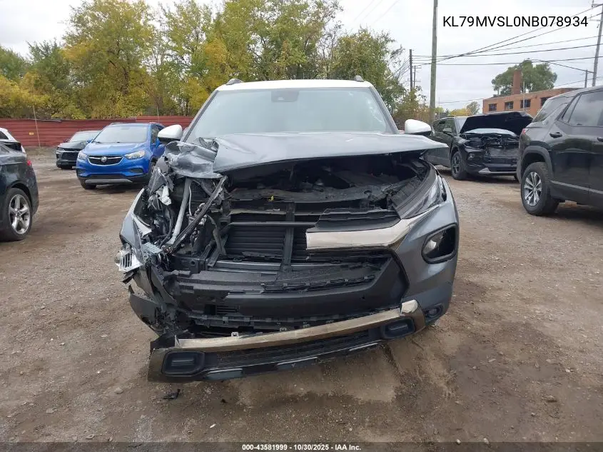 KL79MVSL0NB078934 2022 Chevrolet Trailblazer Fwd Activ