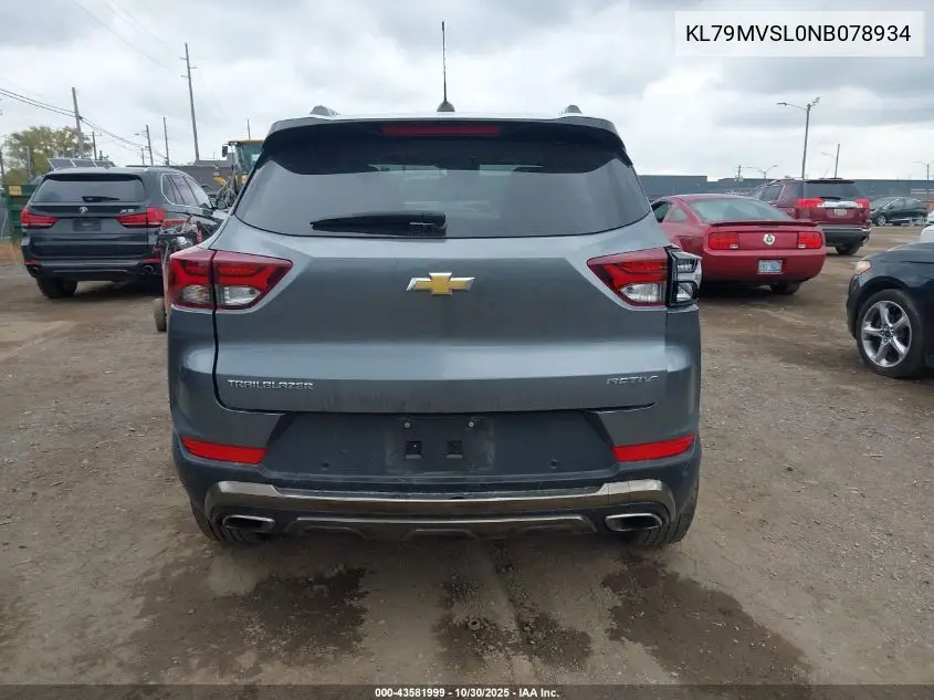 KL79MVSL0NB078934 2022 Chevrolet Trailblazer Fwd Activ