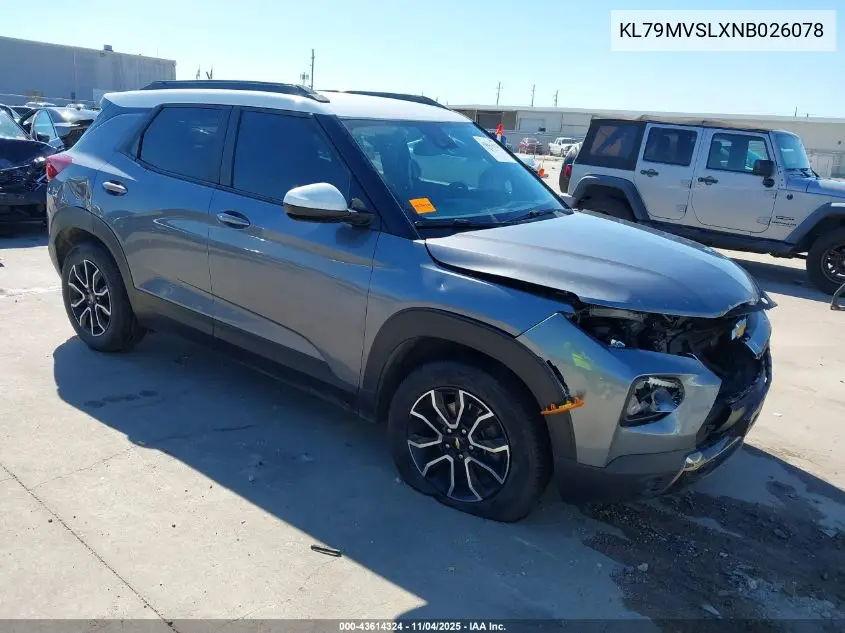 KL79MVSLXNB026078 2022 Chevrolet Trailblazer Fwd Activ