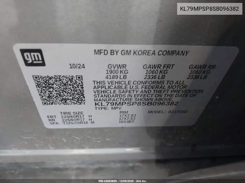 KL79MPSP8SB096382 2025 Chevrolet Trailblazer Fwd Lt