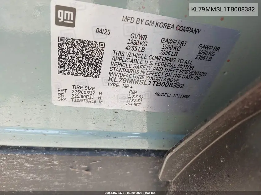 KL79MMSL1TB008382 2026 Chevrolet Trailblazer Fwd Ls